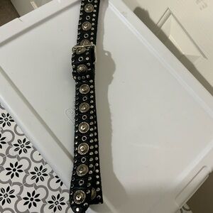 Vintage SAND CASTLE  Silver Studded Black Leather With Silver Buckle.